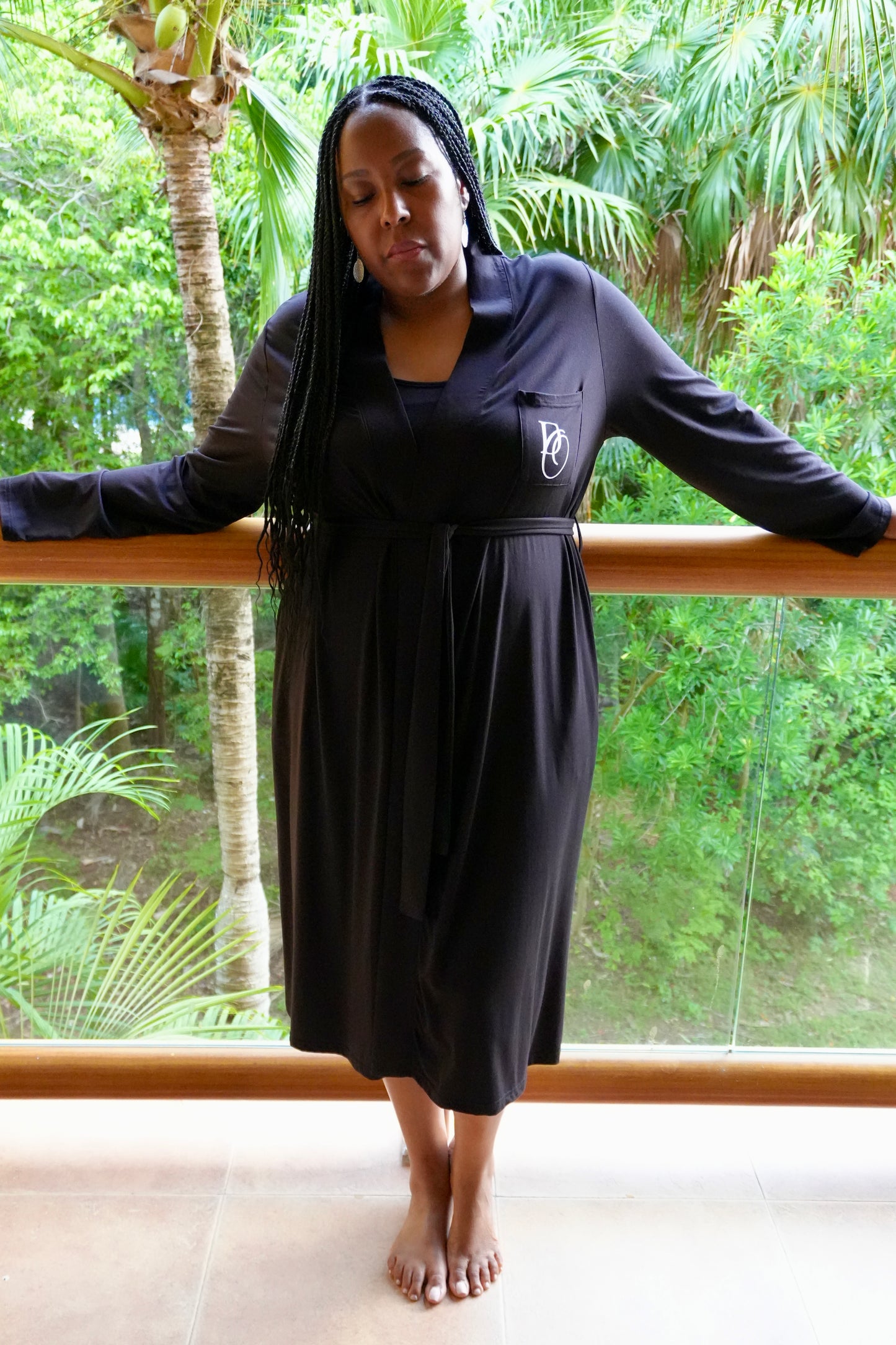 Chemise Gown & Robe Set - Black