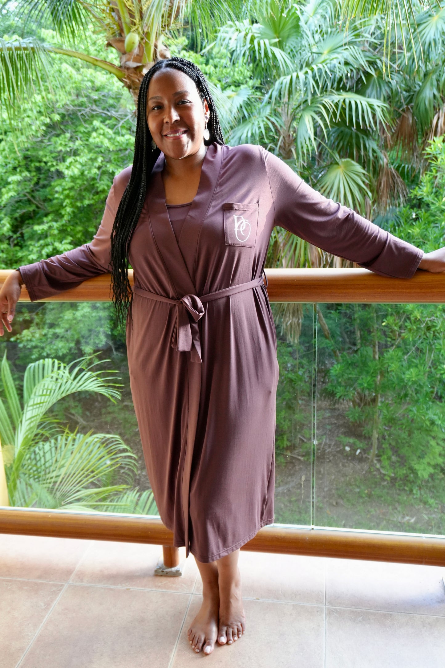 Chemise Gown & Robe Set - Mocha Mousse