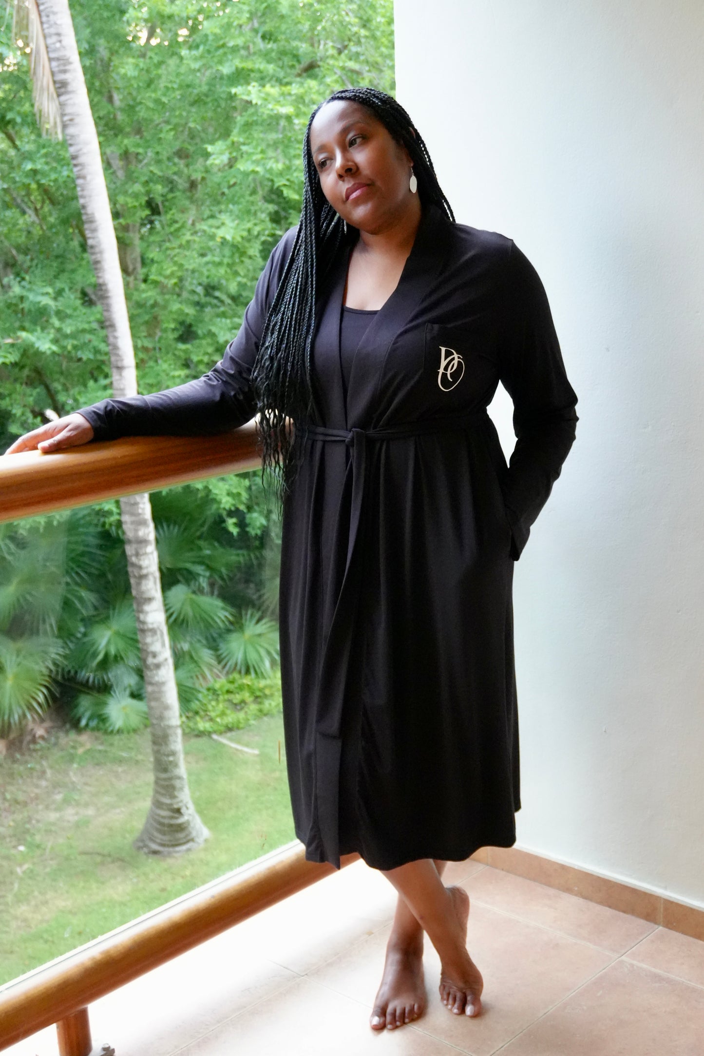 Chemise Gown & Robe Set - Black