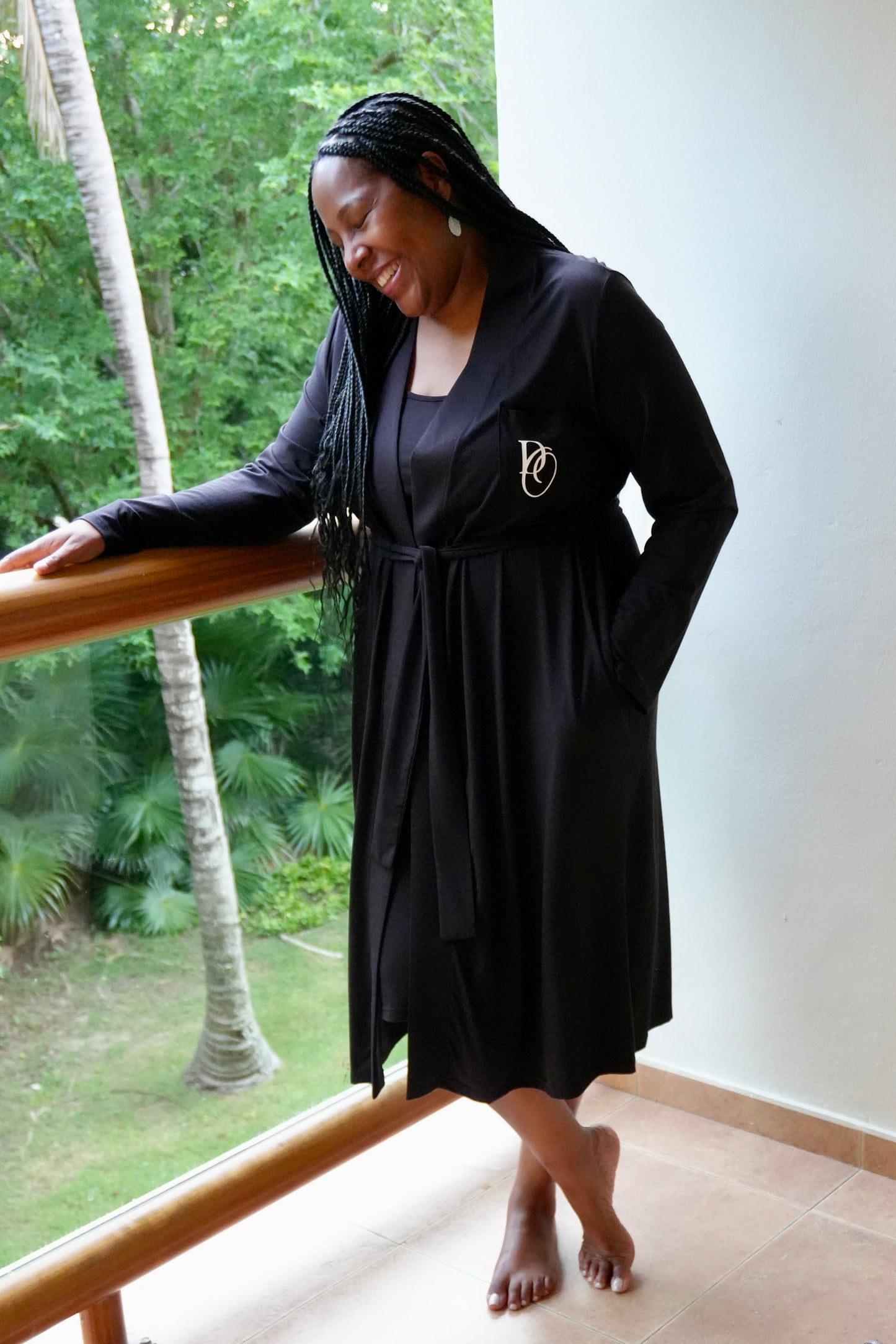 Chemise Gown & Robe Set - Black